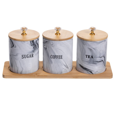 Набор банок для хранения 3 штуки по 350 мл на подставке