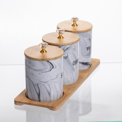 Набор банок для хранения 3 штуки по 350 мл на подставке Набор банок для хранения 3 штуки по 350 мл на подставке