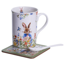Чашка фарфоровая Garden Rabbits 300 мл с подставкой и ложкой