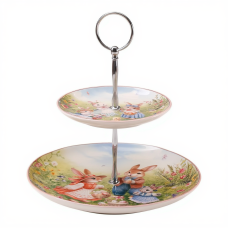 Этажерка Rabbit Family фарфоровая для фруктов и десертов 23*24