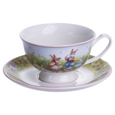Чашка фарфоровая Rabbit Family 200 мл с блюдцем