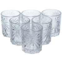 Набір чарок для напоїв Rocks Glass 6 штук по 75 мл з рельєфним візерунком