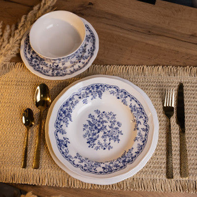 Столовый сервиз фарфоровый Bitossi 16 предметов на 4 персоны, синий