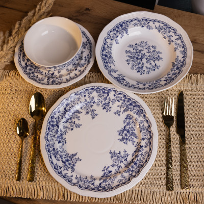 Столовый сервиз фарфоровый Bitossi 16 предметов на 4 персоны, синий