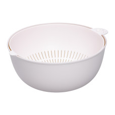 Миска с ситом пластиковая 4 л для мытья овощей и фруктов, бежевый