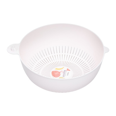 Миска с ситом пластиковая 4 л для мытья овощей и фруктов, песочный