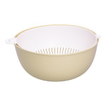 Миска с ситом пластиковая 4 л для мытья овощей и фруктов, песочный