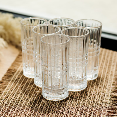 Набір склянок Praajbo Geometric Glass 6 штук по 300 мл з рельєфним візерунком