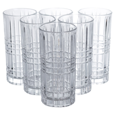 Набір склянок Praajbo Geometric Glass 6 штук по 300 мл з рельєфним візерунком