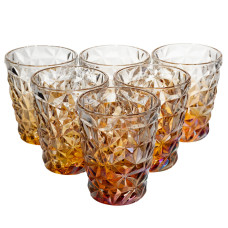 Набор стаканов для напитков Diamond Cut 6 штук по 250 мл из хрустального стекла, золотистый