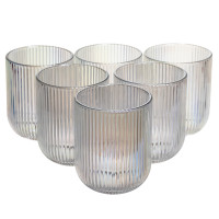 Набір склянок для напоїв 6 штук по 250 мл ребристих із товстого скла, rainbow