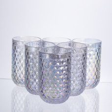 Набор стаканов 6 штук по 400 мл из толстого стекла рельефные, rainbow