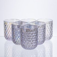 Набор стаканов 6 штук по 250 мл из толстого стекла рельефные, rainbow