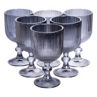 Набор бокалов для вина 6 штук по 300 мл рельефных, серый