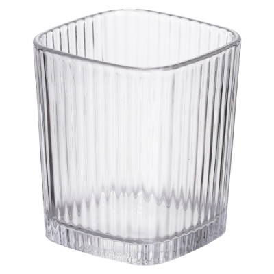 Набір склянок квадратних із товстого скла 6 штук по 250 мл ребристих, прозорий