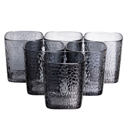 Набір склянок із товстого скла 6 штук по 250 мл квадратних, сірий