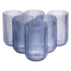 Набор стаканов из толстого стекла 6 штук по 400 мл ребристые, голубой