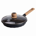 Сковорода з антипригарним мармуровим покриттям та кришкою 26 см, чорний