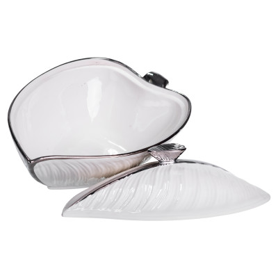 Супниця порцелянова з кришкою 800 мл з рельєфним візерунком, срібло