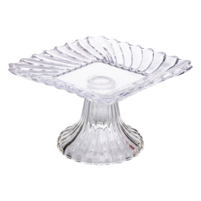 Тортовница стеклянная на ножке 16*16*9 см квадратная