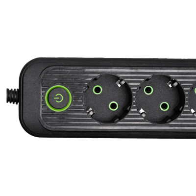 Сетевой фильтр-удлинитель 4 розетки и 3 USB A + 1 Type-C на 3 метра, черный