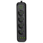 Сетевой фильтр-удлинитель 4 розетки и 3 USB A + 1 Type-C на 5 метров, черный