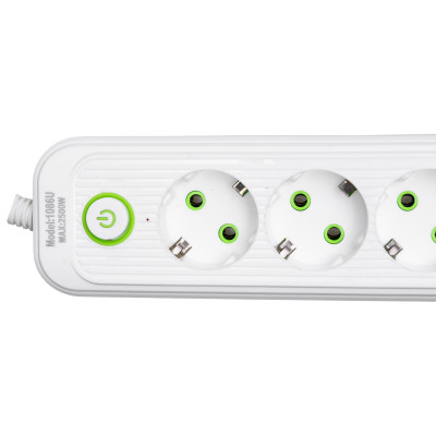 Сетевой фильтр-удлинитель 5 розеток и 3 USB A + 1 Type-C на 5 метров, белый