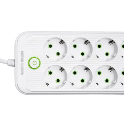 Сетевой фильтр-удлинитель 8 розеток 4 USB-A +2 USB Type-C на 5 метров, белый
