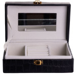 Скринька для зберігання прикрас із екошкіри на защіпці 16*10*6 см, чорний