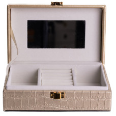 Шкатулка для хранения украшений из экокожи на защелке 16*10*6 см, золотистый