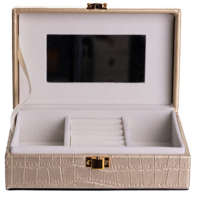 Скринька для зберігання прикрас із екошкіри на защіпці 16*10*6 см, золотистий