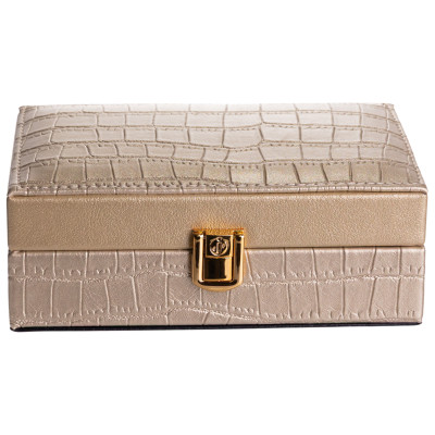 Скринька для зберігання прикрас із екошкіри на защіпці 16*10*6 см, золотистий