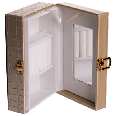 Скринька для зберігання прикрас із екошкіри на защіпці 16*10*6 см, золотистий