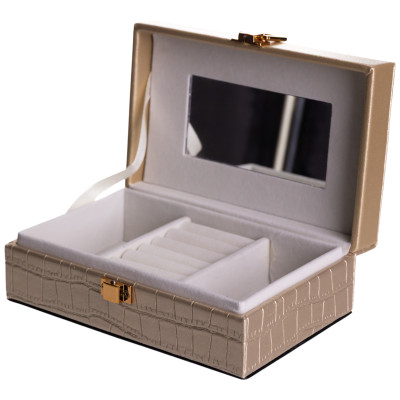 Скринька для зберігання прикрас із екошкіри на защіпці 16*10*6 см, золотистий
