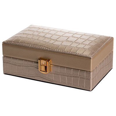 Скринька для зберігання прикрас із екошкіри на защіпці 16*10*6 см, золотистий