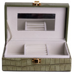 Скринька для зберігання прикрас із екошкіри на защіпці 16*10*6 см, зелений