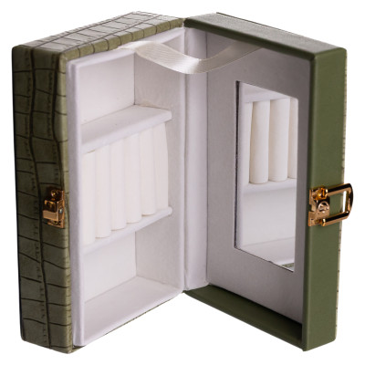 Скринька для зберігання прикрас із екошкіри на защіпці 16*10*6 см, зелений