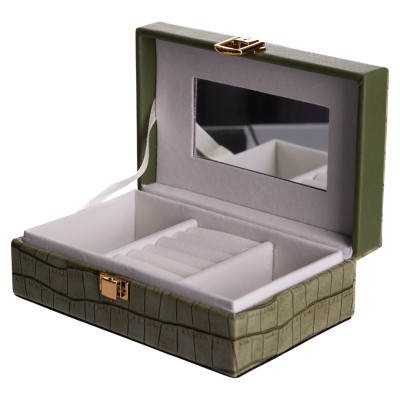 Скринька для зберігання прикрас із екошкіри на защіпці 16*10*6 см, зелений