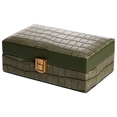 Скринька для зберігання прикрас із екошкіри на защіпці 16*10*6 см, зелений