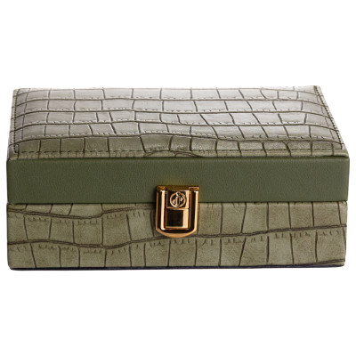 Скринька для зберігання прикрас із екошкіри на защіпці 16*10*6 см, зелений