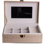 Скринька для зберігання прикрас із екошкіри на защіпці 20*14*8 см, золотистий