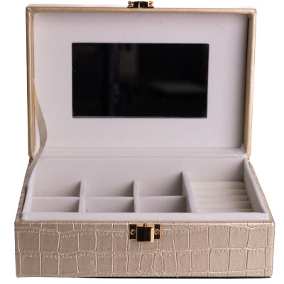 Скринька для зберігання прикрас із екошкіри на защіпці 20*14*8 см, золотистий