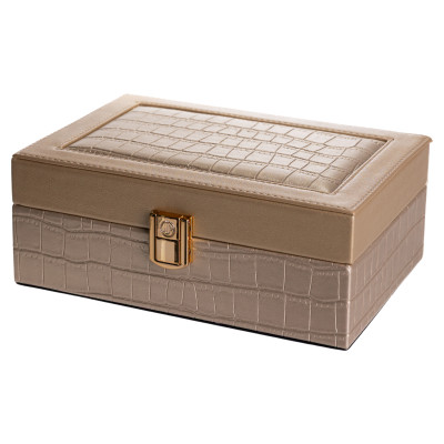 Скринька для зберігання прикрас із екошкіри на защіпці 20*14*8 см, золотистий