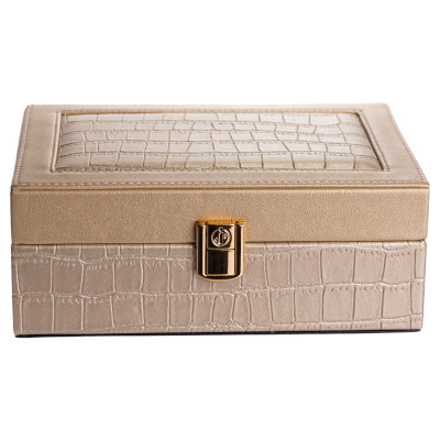 Скринька для зберігання прикрас із екошкіри на защіпці 20*14*8 см, золотистий