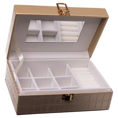Скринька для зберігання прикрас із екошкіри на защіпці 20*14*8 см, золотистий