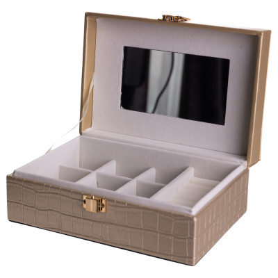 Скринька для зберігання прикрас із екошкіри на защіпці 20*14*8 см, золотистий