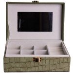 Скринька для зберігання прикрас із екошкіри на защіпці 20*14*8 см, зелений