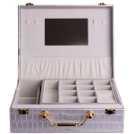 Скринька для зберігання прикрас із екошкіри із ручкою 23.5*14*8 см, сірий