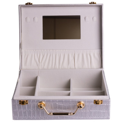 Скринька для зберігання прикрас із екошкіри із ручкою 23.5*14*8 см, сірий