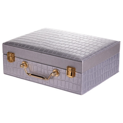 Скринька для зберігання прикрас із екошкіри із ручкою 23.5*14*8 см, сірий